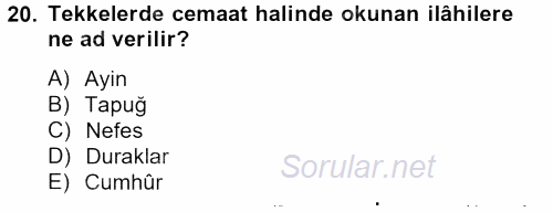 Türk İslam Edebiyatı 2013 - 2014 Tek Ders Sınavı 20.Soru
