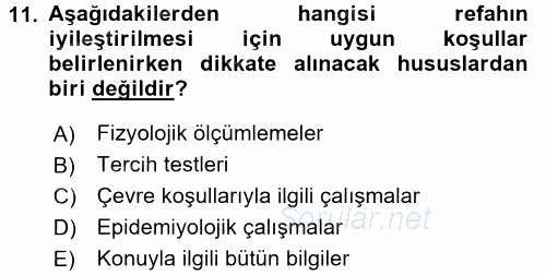 Hayvan Davranışları ve Refahı 2016 - 2017 Dönem Sonu Sınavı 11.Soru