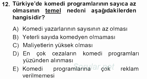 İletişim Ortamları Tasarımı 2013 - 2014 Dönem Sonu Sınavı 12.Soru
