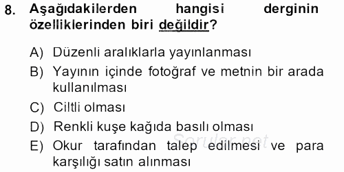 İletişim Ortamları Tasarımı 2013 - 2014 Dönem Sonu Sınavı 8.Soru