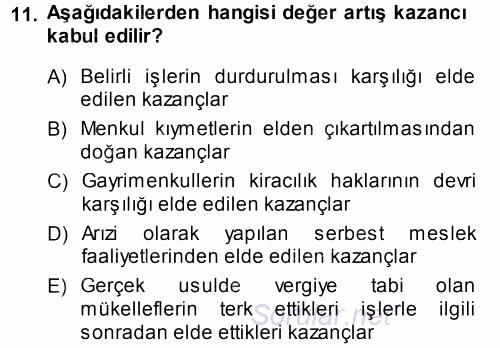 Özel Vergi Hukuku 1 2013 - 2014 Tek Ders Sınavı 11.Soru