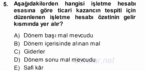 Özel Vergi Hukuku 1 2013 - 2014 Tek Ders Sınavı 5.Soru