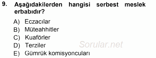 Özel Vergi Hukuku 1 2013 - 2014 Tek Ders Sınavı 9.Soru