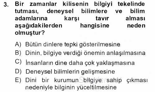 Din Eğitimi Ve Din Hizmetlerinde Rehberlik 2013 - 2014 Ara Sınavı 3.Soru