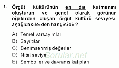 Yönetim ve Organizasyon 2 2013 - 2014 Dönem Sonu Sınavı 1.Soru