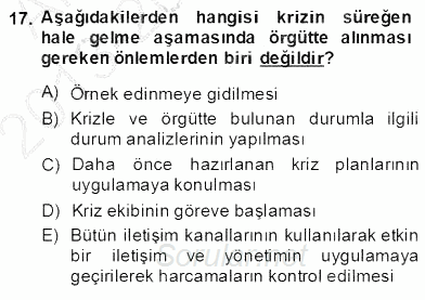 Yönetim ve Organizasyon 2 2013 - 2014 Dönem Sonu Sınavı 17.Soru