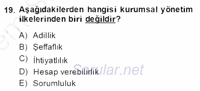 Yönetim ve Organizasyon 2 2013 - 2014 Dönem Sonu Sınavı 19.Soru