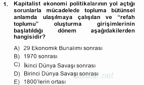 Sosyal Sorunlar 2014 - 2015 Ara Sınavı 1.Soru