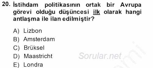 Sosyal Sorunlar 2014 - 2015 Ara Sınavı 20.Soru