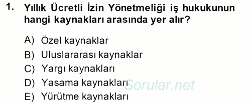 Bireysel İş Hukuku 2014 - 2015 Ara Sınavı 1.Soru