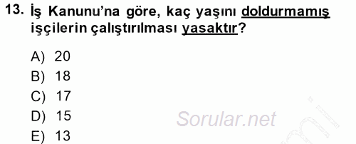 Bireysel İş Hukuku 2014 - 2015 Ara Sınavı 13.Soru