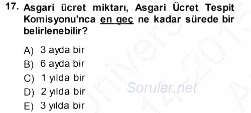 Bireysel İş Hukuku 2014 - 2015 Ara Sınavı 17.Soru