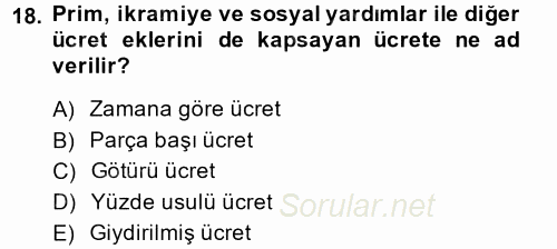 Bireysel İş Hukuku 2014 - 2015 Ara Sınavı 18.Soru