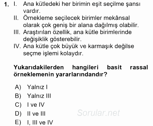 Coğrafi Bilgi Sistemleri İçin Temel İstatistik 2016 - 2017 Ara Sınavı 1.Soru