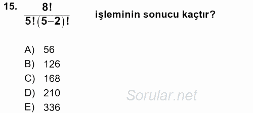 Coğrafi Bilgi Sistemleri İçin Temel İstatistik 2016 - 2017 Ara Sınavı 15.Soru