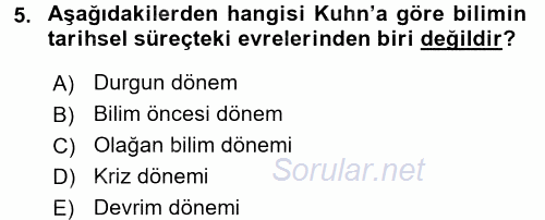 Felsefe 2017 - 2018 Dönem Sonu Sınavı 5.Soru