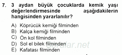 Anne Çocuk Sağlığı Ve İlkyardım 2014 - 2015 Ara Sınavı 7.Soru