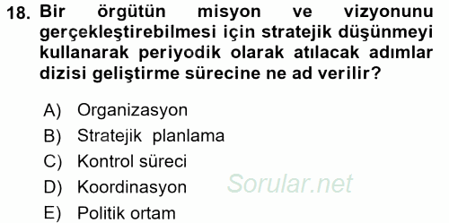 Sağlık Hizmetleri Pazarlaması 2017 - 2018 Ara Sınavı 18.Soru
