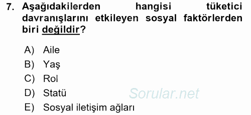 Sağlık Hizmetleri Pazarlaması 2017 - 2018 Ara Sınavı 7.Soru