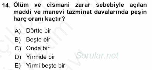 Damga Vergisi Ve Harçlar Bilgisi 2016 - 2017 3 Ders Sınavı 14.Soru Damga Vergisi Ve Harçlar Bilgisi 2016 - 2017 3 Ders Sınavı 14.Soru