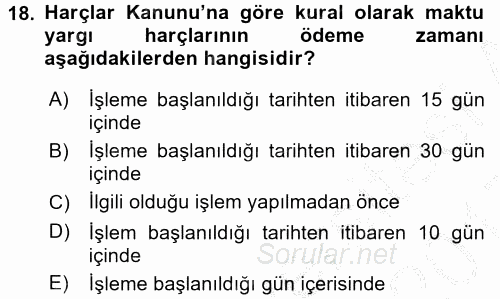 Damga Vergisi Ve Harçlar Bilgisi 2016 - 2017 3 Ders Sınavı 18.Soru Damga Vergisi Ve Harçlar Bilgisi 2016 - 2017 3 Ders Sınavı 18.Soru