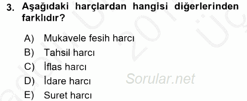 Damga Vergisi Ve Harçlar Bilgisi 2016 - 2017 3 Ders Sınavı 3.Soru Damga Vergisi Ve Harçlar Bilgisi 2016 - 2017 3 Ders Sınavı 3.Soru