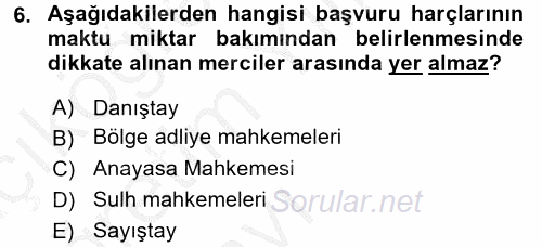Damga Vergisi Ve Harçlar Bilgisi 2016 - 2017 3 Ders Sınavı 6.Soru Damga Vergisi Ve Harçlar Bilgisi 2016 - 2017 3 Ders Sınavı 6.Soru