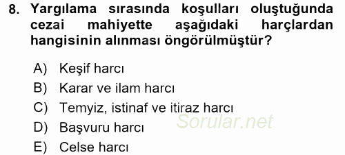 Damga Vergisi Ve Harçlar Bilgisi 2016 - 2017 3 Ders Sınavı 8.Soru Damga Vergisi Ve Harçlar Bilgisi 2016 - 2017 3 Ders Sınavı 8.Soru