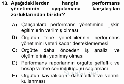 Yönetim Bilimi 2 2016 - 2017 3 Ders Sınavı 13.Soru