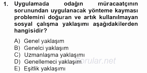 Sosyal Hizmet Uygulamaları 2013 - 2014 Tek Ders Sınavı 1.Soru