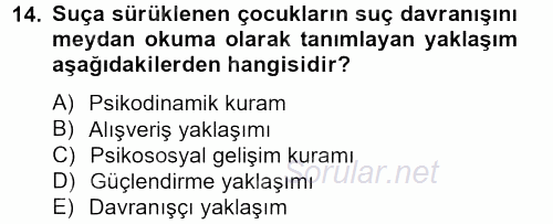 Sosyal Hizmet Uygulamaları 2013 - 2014 Tek Ders Sınavı 14.Soru