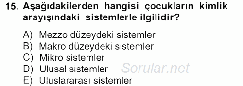 Sosyal Hizmet Uygulamaları 2013 - 2014 Tek Ders Sınavı 15.Soru