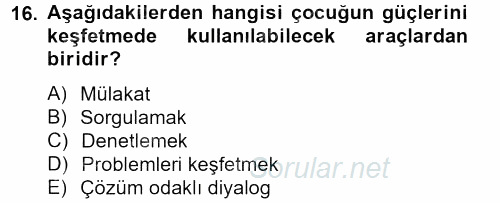 Sosyal Hizmet Uygulamaları 2013 - 2014 Tek Ders Sınavı 16.Soru