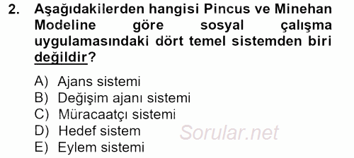 Sosyal Hizmet Uygulamaları 2013 - 2014 Tek Ders Sınavı 2.Soru