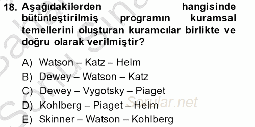 Özel Öğretim Yöntemleri 2 2013 - 2014 Dönem Sonu Sınavı 18.Soru