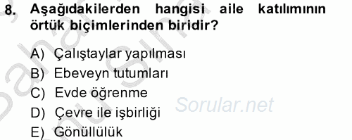 Özel Öğretim Yöntemleri 2 2013 - 2014 Dönem Sonu Sınavı 8.Soru