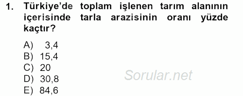 Tarla Bitkileri 1 2013 - 2014 Tek Ders Sınavı 1.Soru