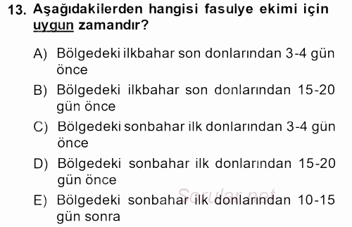 Tarla Bitkileri 1 2013 - 2014 Tek Ders Sınavı 13.Soru