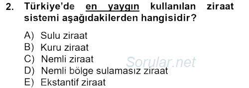 Tarla Bitkileri 1 2013 - 2014 Tek Ders Sınavı 2.Soru