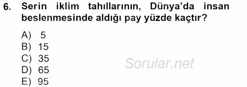 Tarla Bitkileri 1 2013 - 2014 Tek Ders Sınavı 6.Soru