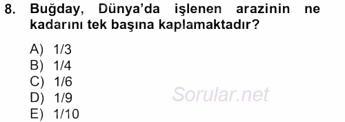 Tarla Bitkileri 1 2013 - 2014 Tek Ders Sınavı 8.Soru