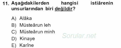 Tefsir Tarihi ve Usulü 2013 - 2014 Dönem Sonu Sınavı 11.Soru