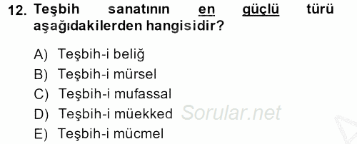 Tefsir Tarihi ve Usulü 2013 - 2014 Dönem Sonu Sınavı 12.Soru