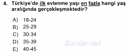 Toplumsal Yaşamda Aile 2016 - 2017 Ara Sınavı 4.Soru