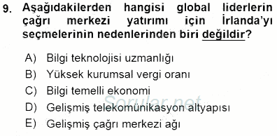Çağrı Merkezi Yönetimi 1 2015 - 2016 Ara Sınavı 9.Soru