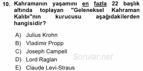 Halk Hikayeleri 2015 - 2016 Ara Sınavı 10.Soru