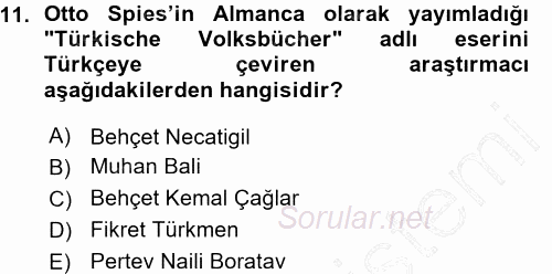 Halk Hikayeleri 2015 - 2016 Ara Sınavı 11.Soru