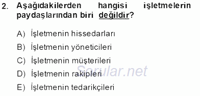Satış Yönetimi 2013 - 2014 Tek Ders Sınavı 2.Soru