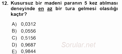 İstatistik 1 2017 - 2018 Dönem Sonu Sınavı 12.Soru