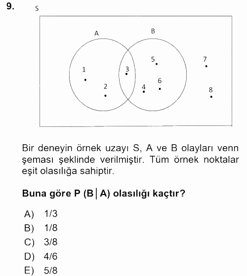 İstatistik 1 2017 - 2018 Dönem Sonu Sınavı 9.Soru